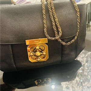 Chloe Black Shoulder Bag with Gold Hardware